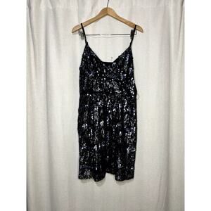 Express Black Silver Sequined Sparkly Sexy Lined Strapless Mini Dress